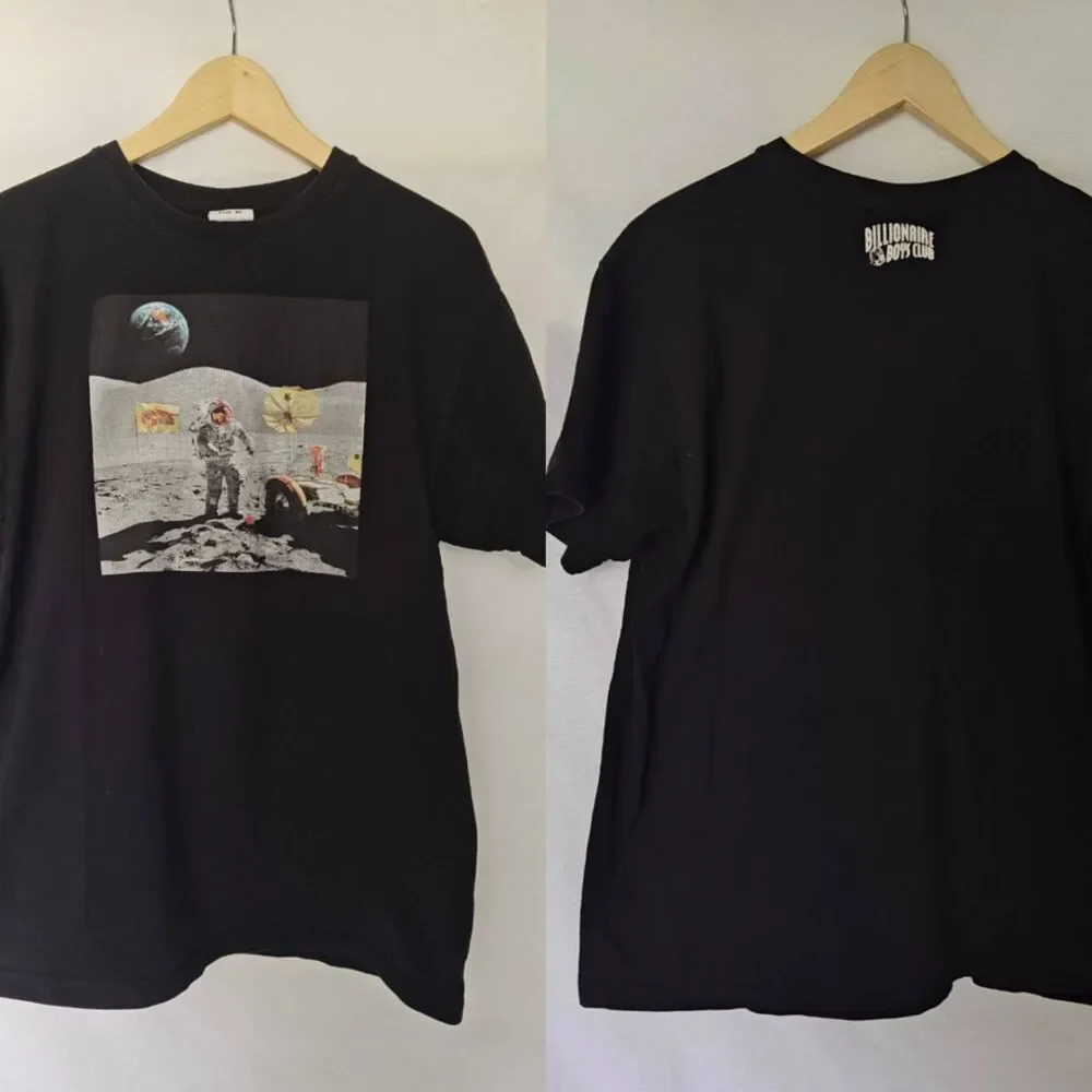 Billionaire Boys Club Tee Shirt Graphic Lunar Space Moon Man Astronaut Black‎ XL